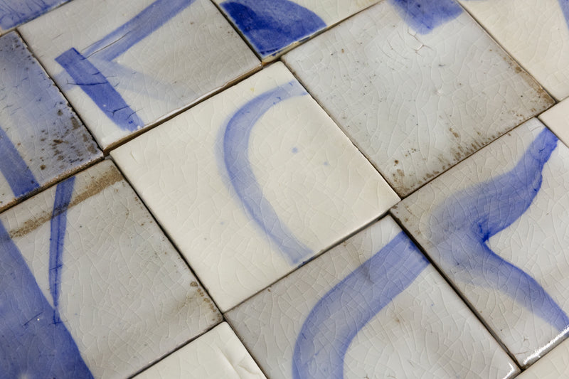 Hand-Painted Blue & White Abstract - M9JJRE-WS