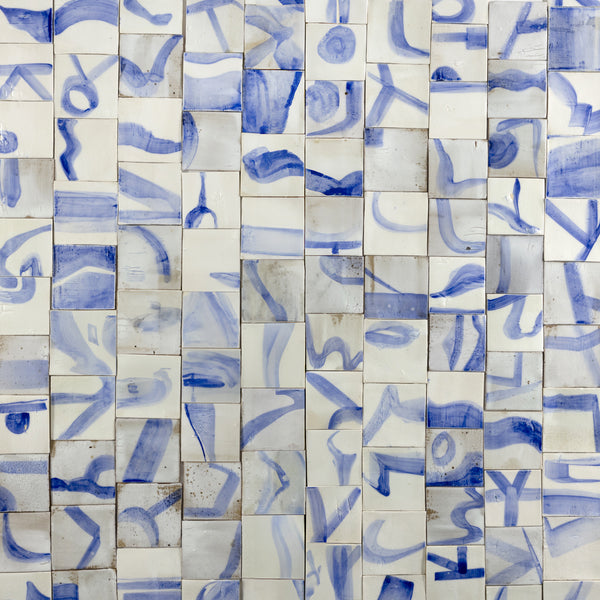 Hand-Painted Blue & White Abstract - M9JJRE-WS