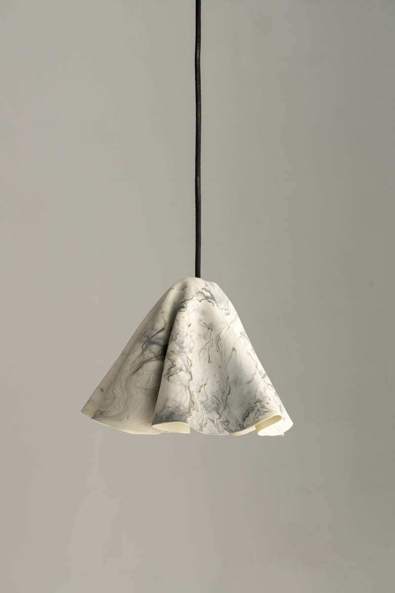 Draping Porcelain Pendant Light with Grey Streaks - MACKAJ