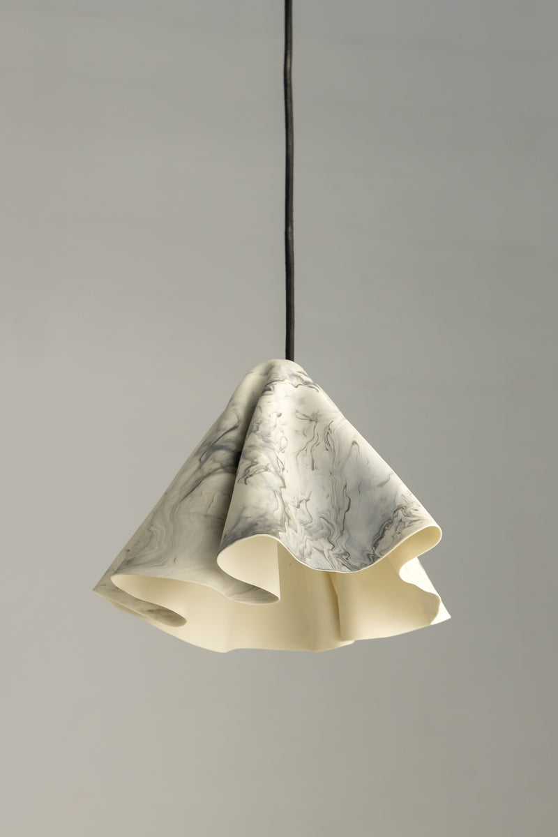 Draping Porcelain Pendant Light with Grey Streaks - MACKAJ