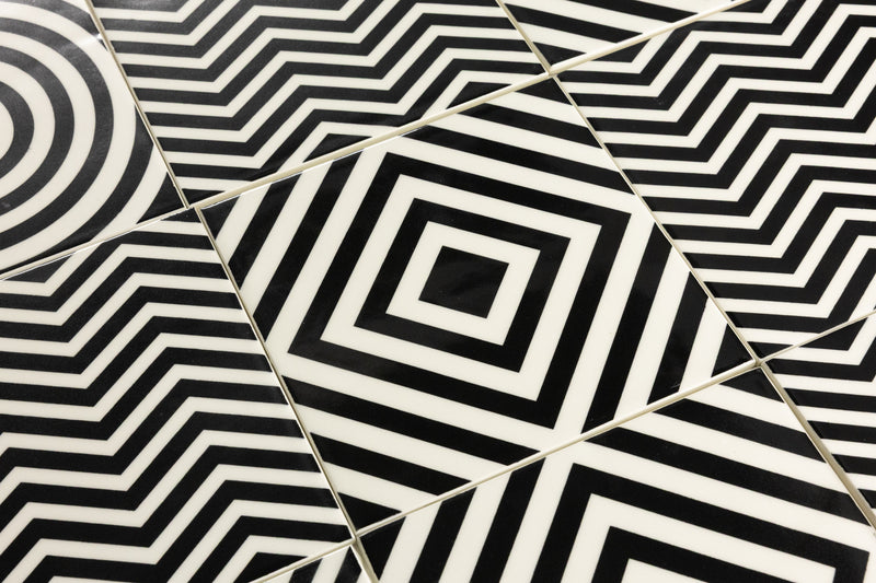 Black & White Geometric Pattern Tiles - MBKGCB-WS