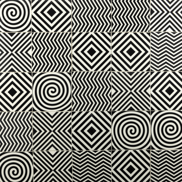 Black & White Geometric Pattern Tiles - MBKGCB-WS