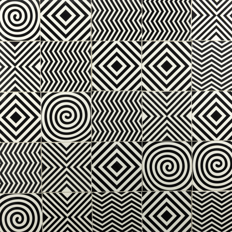 Black & White Geometric Pattern Tiles - MBKGCB-WS
