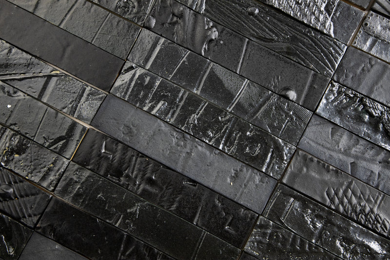 Handmade Black Textured Tiles MFHAKA_EX_1B