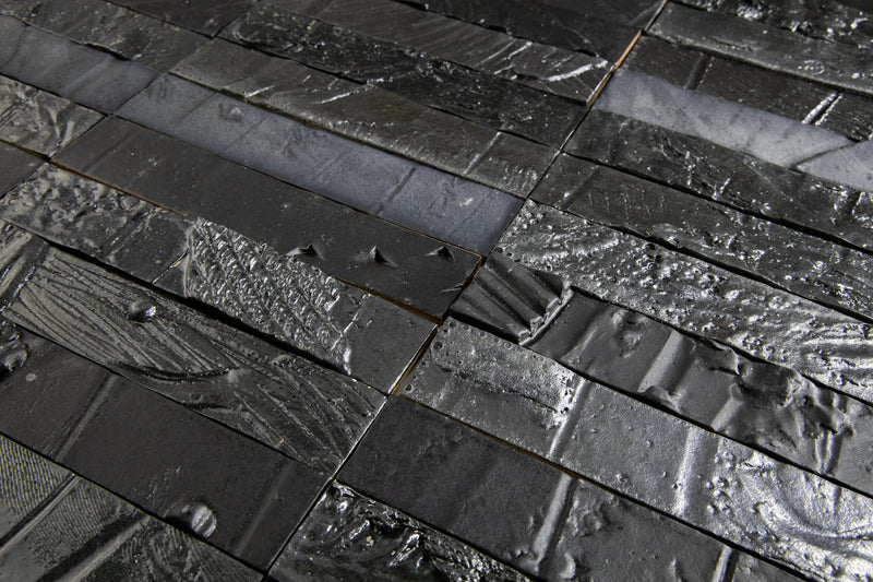 Handmade Black Textured Tiles MFHAKA_EX_1B