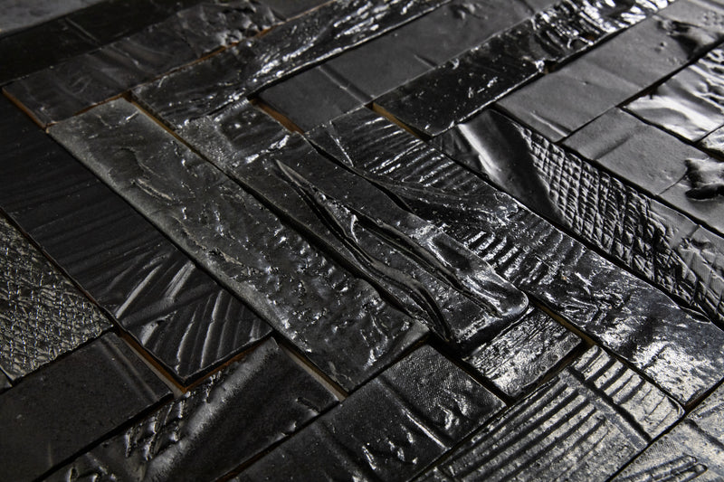 Handmade Black Textured Tiles MFHAKA_WS_5D
