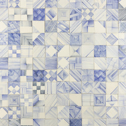 Geometric Hand-Painted Blue and White Tiles - MHBLDA-EX