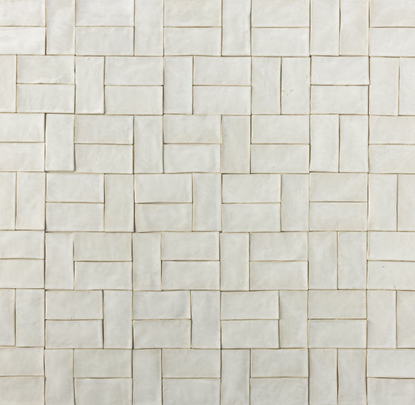 Undulating White Handmade Rectangular Tiles - MHEA52-WS