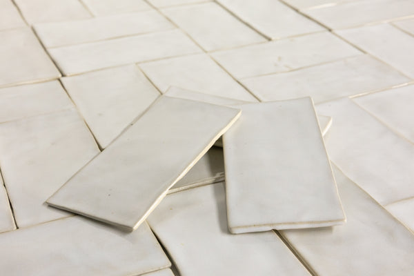Undulating White Handmade Rectangular Tiles - MHEA52-WS