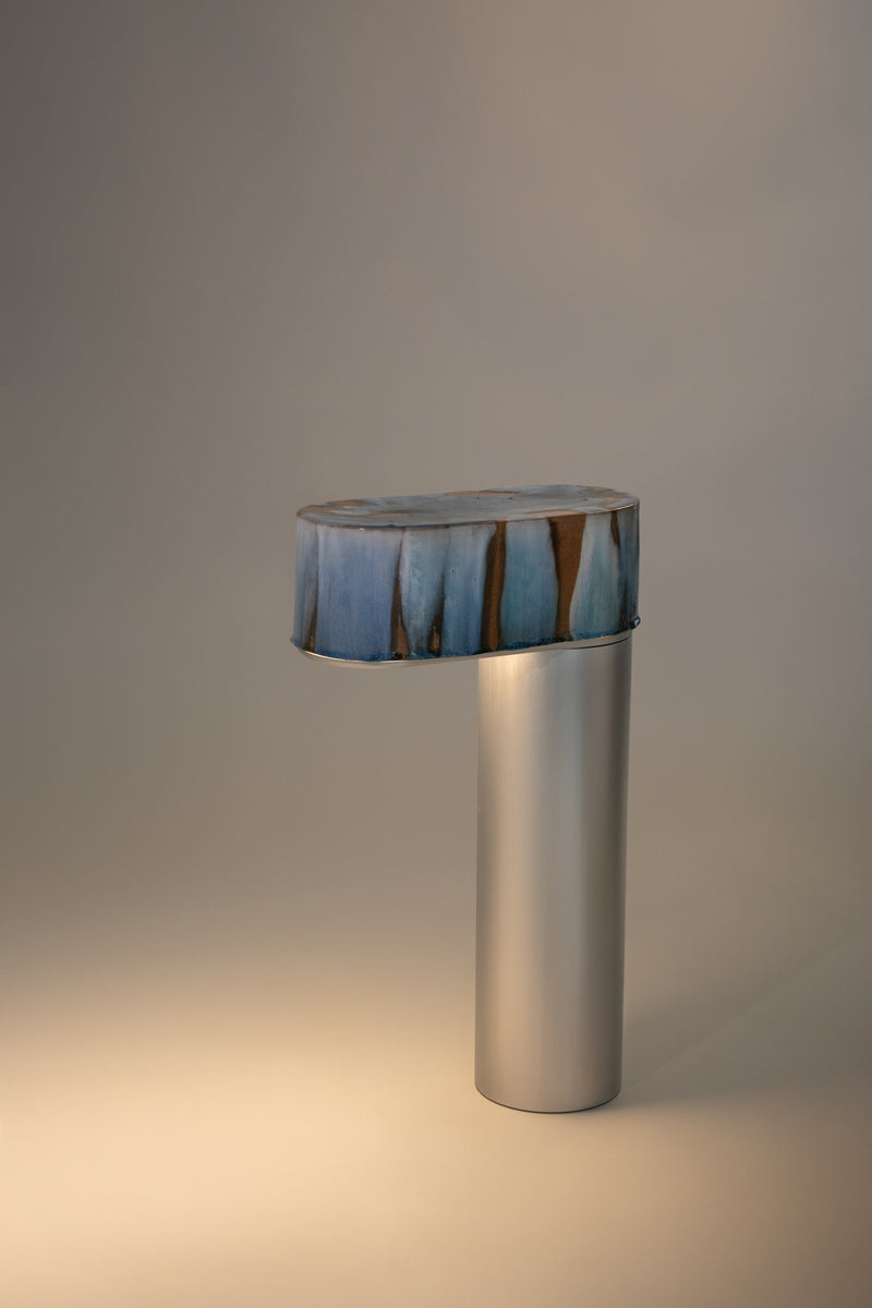 Blue & Terracotta Hand-Made Ceramic Outdoor Lantern - MJZ1R5