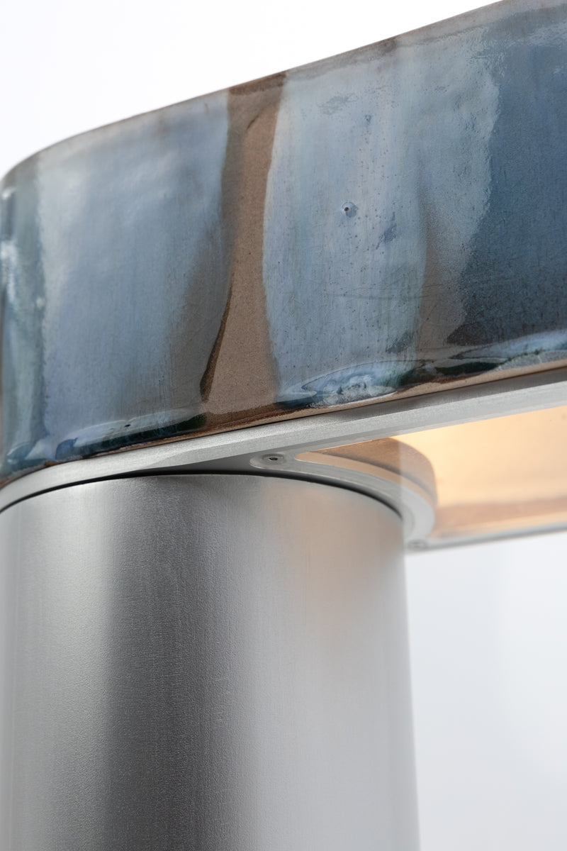 Blue & Terracotta Hand-Made Ceramic Outdoor Lantern - MJZ1R5