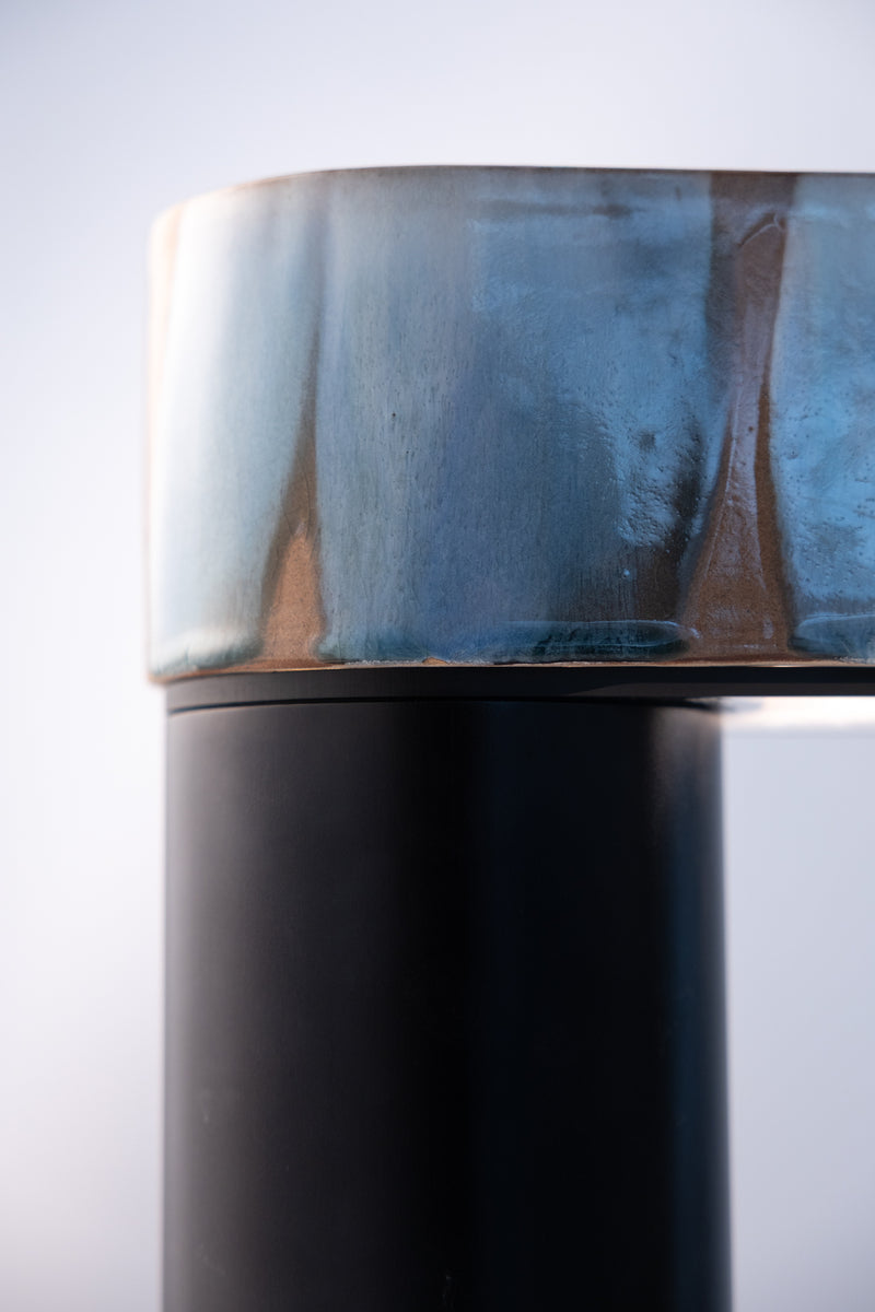 Blue & Terracotta Hand-Made Ceramic Outdoor Lantern - MJZ1R5