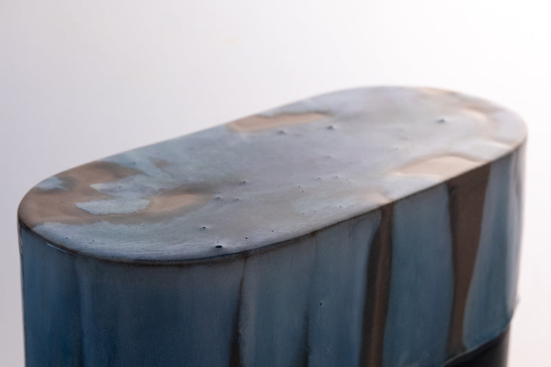 Blue & Terracotta Hand-Made Ceramic Outdoor Lantern - MJZ1R5