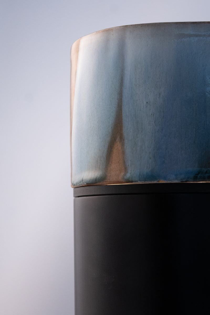 Blue & Terracotta Hand-Made Ceramic Outdoor Lantern - MJZ1R5