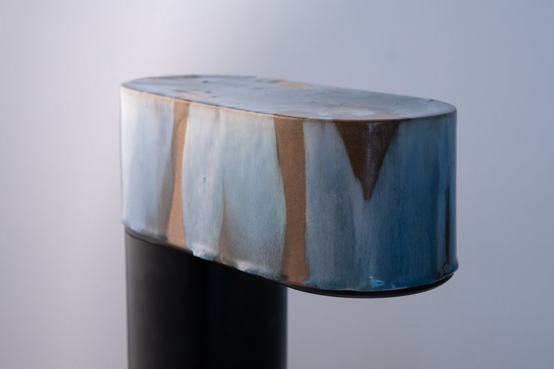 Blue & Terracotta Hand-Made Ceramic Outdoor Lantern - MJZ1R5