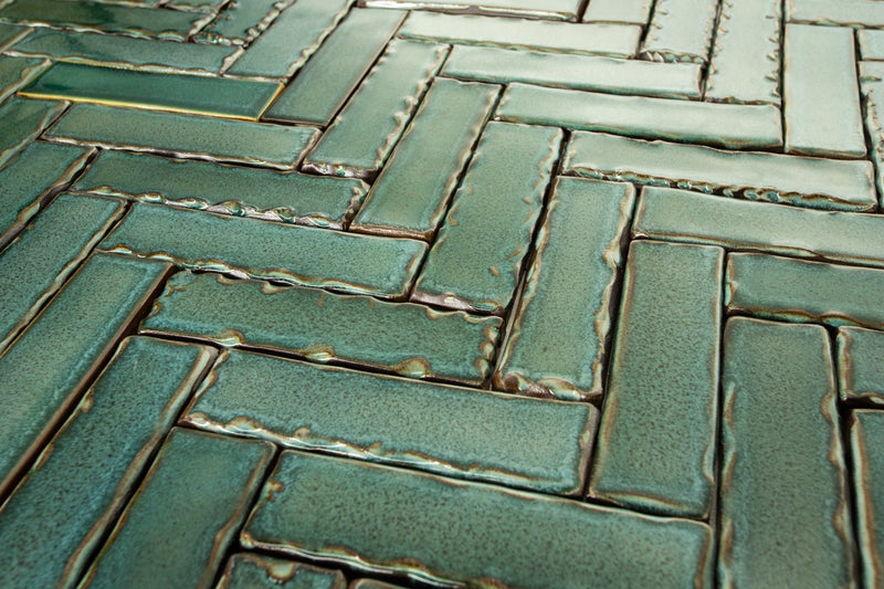 Textured Green Rectangular Tile - MRHQBA_18C