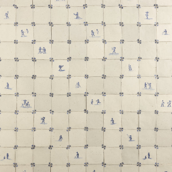 Blue & White Undulating Hand-Painted Square Delft Tiles - MVPFXM-WS