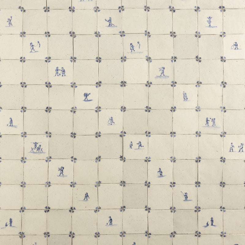 Blue & White Undulating Hand-Painted Square Delft Tiles - MVPFXM-WS