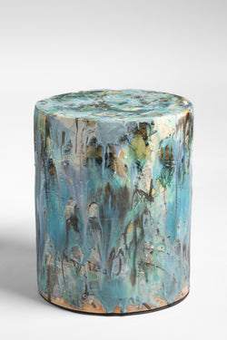 Blue & Brown Handcrafted Ceramic Side Table 405mm - MYZYXA