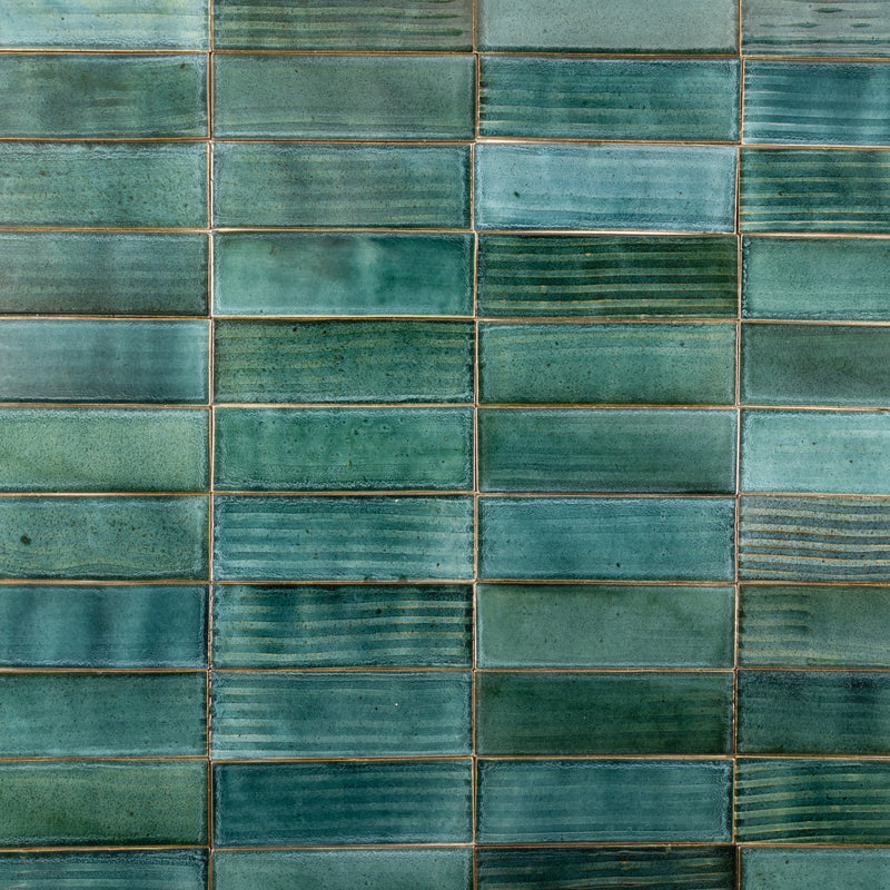 Greens & Aqua Textured Rectangular Tiles FIEKGB EX-B