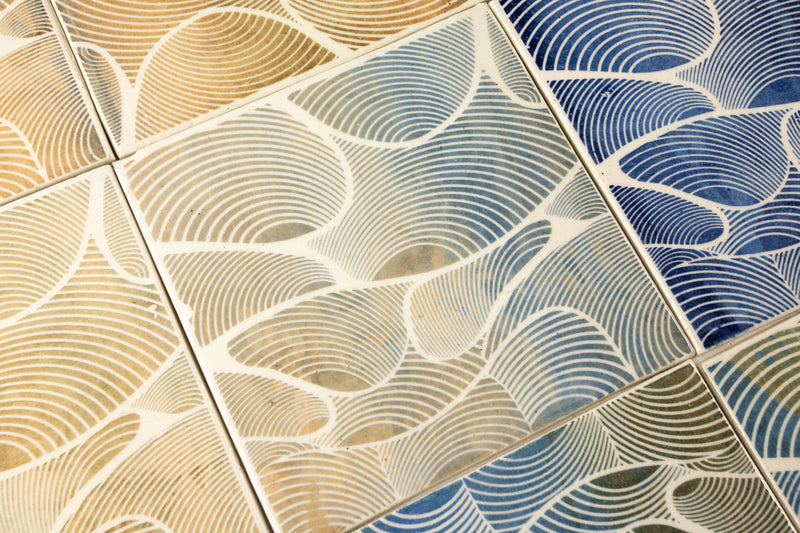 Multi-Colour Hand-Printed Wave Pattern Tiles - NJSEEB