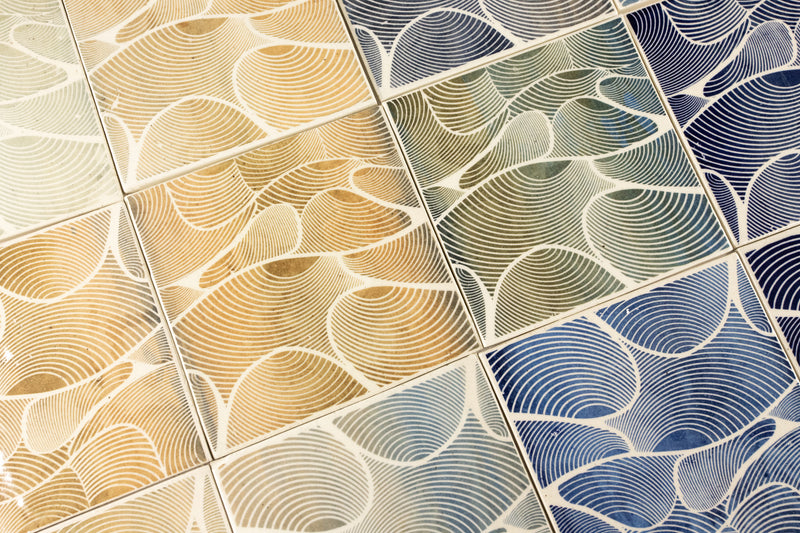 Multi-Colour Hand-Printed Wave Pattern Tiles - NJSEEB – VEELVLAK-Frēodōm