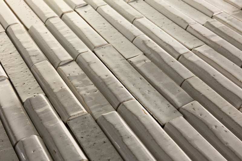 Blend of Fluted & Even White Tiles - OBU6TR
