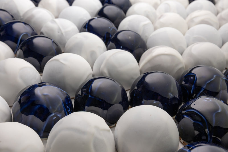 Half Dome Circle Blue & White Tiles - OI8SU6-WS