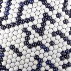 Half Dome Circle Blue & White Tiles - OI8SU6-WS