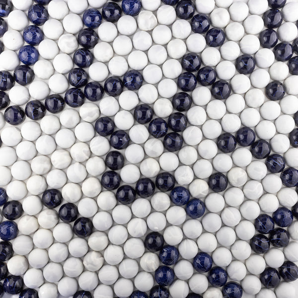 Half Dome Circle Blue & White Tiles - OI8SU6-WS