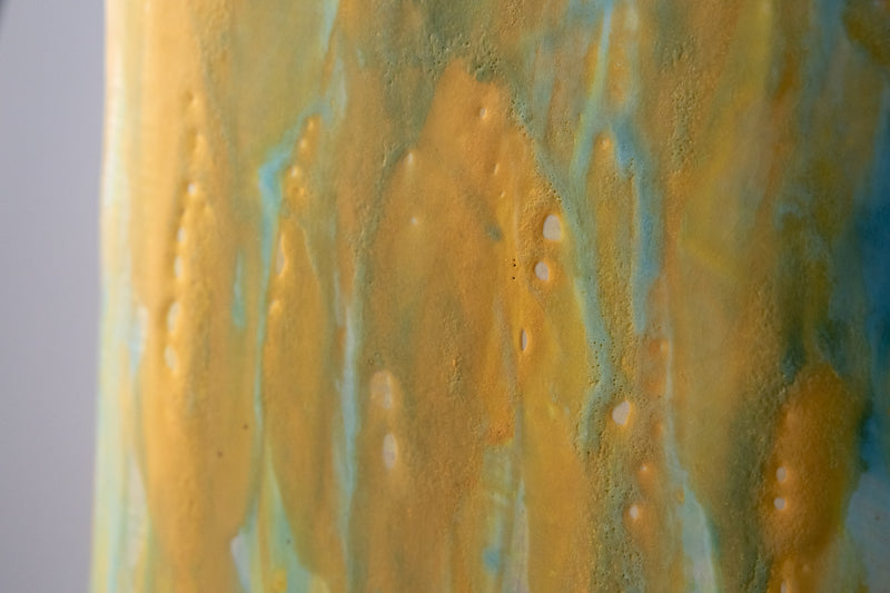 Yellow & Aqua Hand-Made Ceramic Outdoor Lantern - P3UGLE