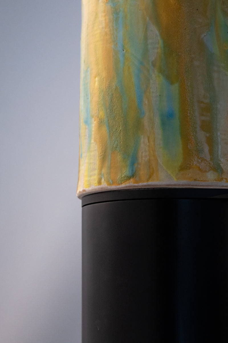 Yellow & Aqua Hand-Made Ceramic Outdoor Lantern - P3UGLE