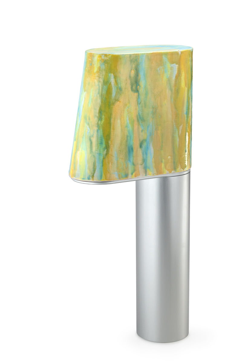 Yellow & Aqua Hand-Made Ceramic Outdoor Lantern - P3UGLE