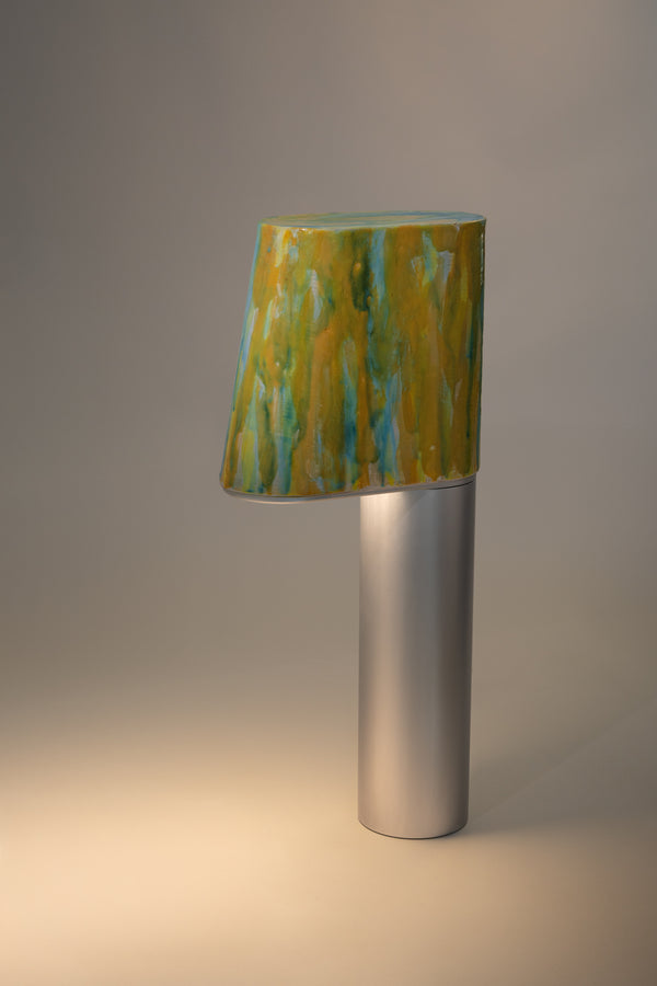 Yellow & Aqua Hand-Made Ceramic Outdoor Lantern - P3UGLE