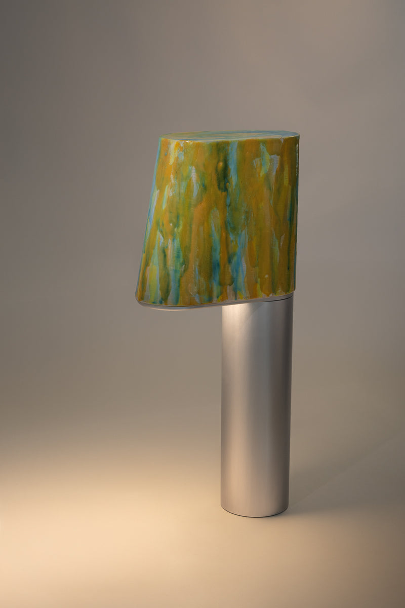 Yellow & Aqua Hand-Made Ceramic Outdoor Lantern - P3UGLE