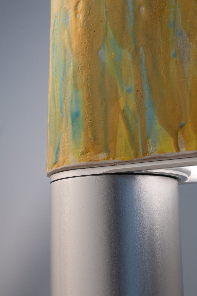 Yellow & Aqua Hand-Made Ceramic Outdoor Lantern - P3UGLE