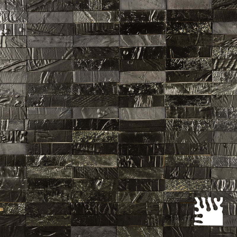 Handmade Black Textural Tiles PCX82L_4A