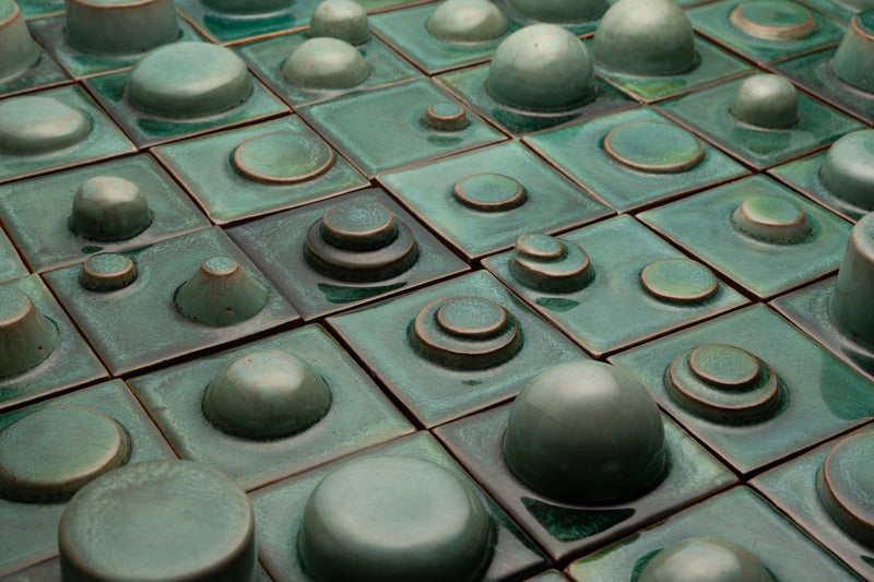 Hand-Made Square 3D Green Tiles - PFJTLO-EX