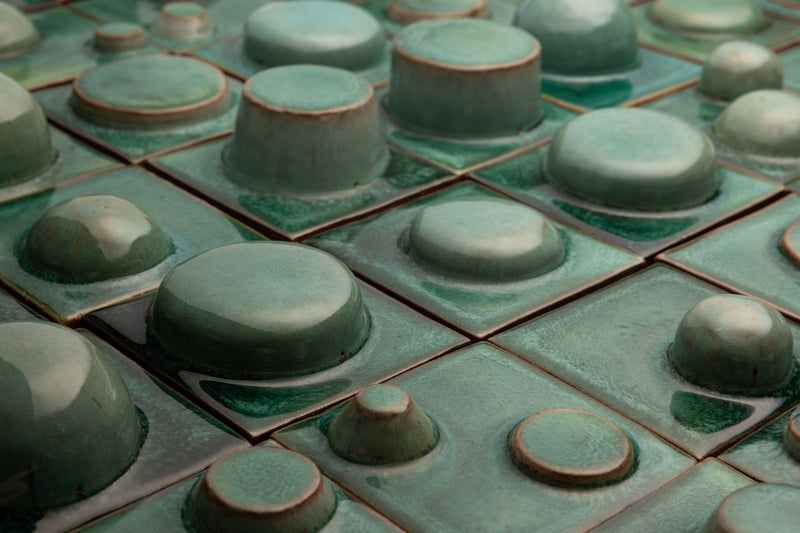 Hand-Made Square 3D Green Tiles - PFJTLO-EX