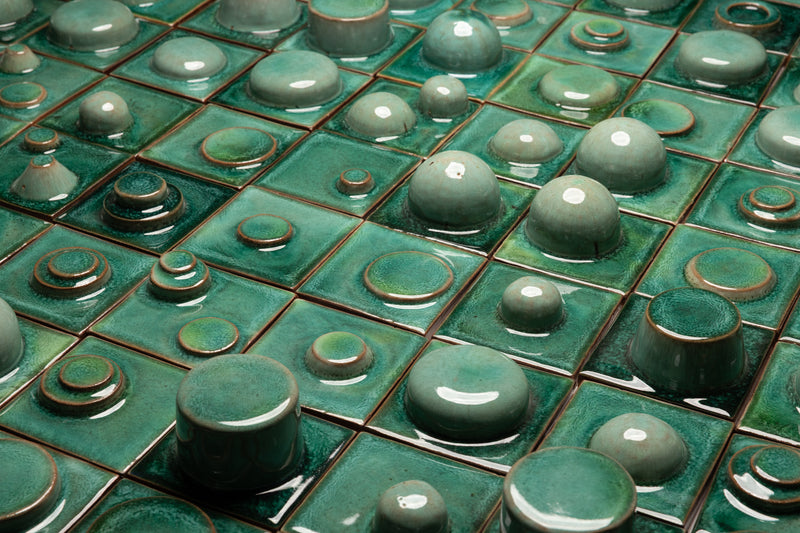 Hand-Made Square 3D Green Tiles - PFJTLO-EX