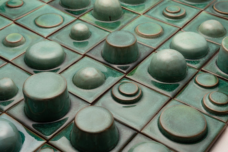 Hand-Made Square 3D Green Tiles - PFJTLO-EX