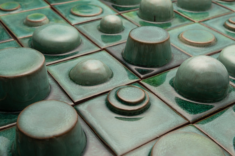 Hand-Made Square 3D Green Tiles - PFJTLO-EX