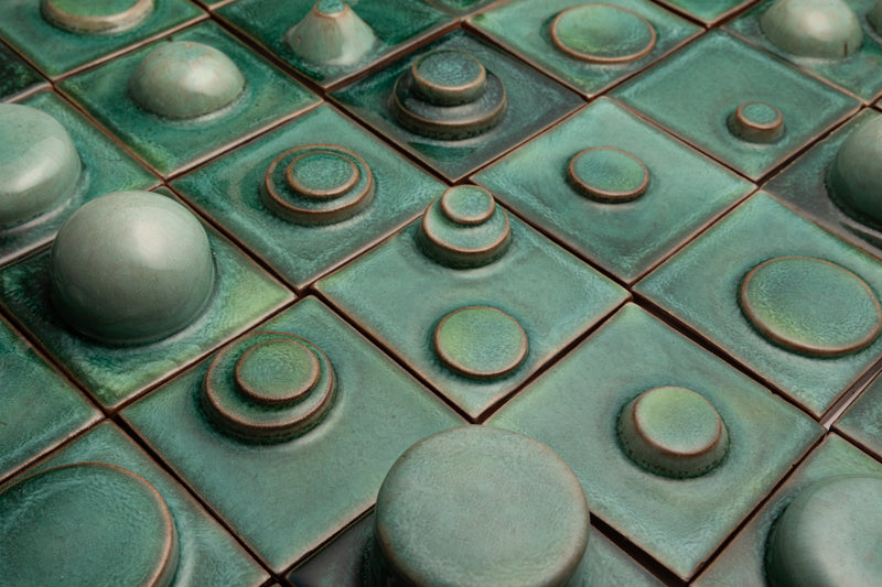 Hand-Made Square 3D Green Tiles - PFJTLO-EX