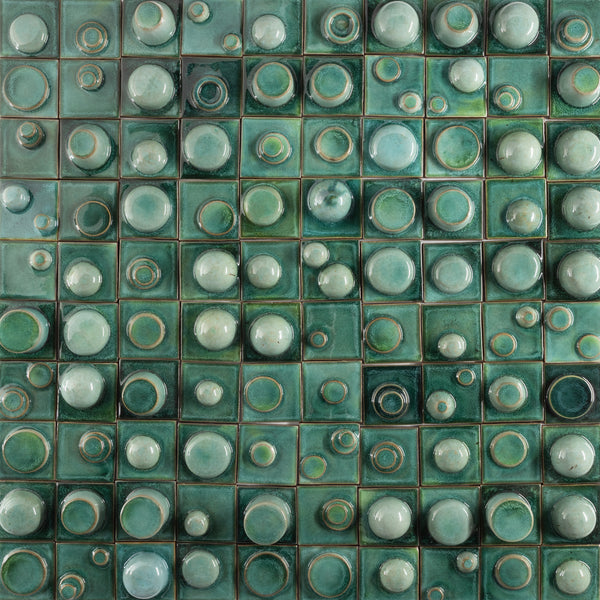 Hand-Made Square 3D Green Tiles - PFJTLO-EX