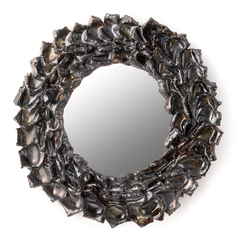 Small Black & Brown Ceramic Mirror - PSKAPL