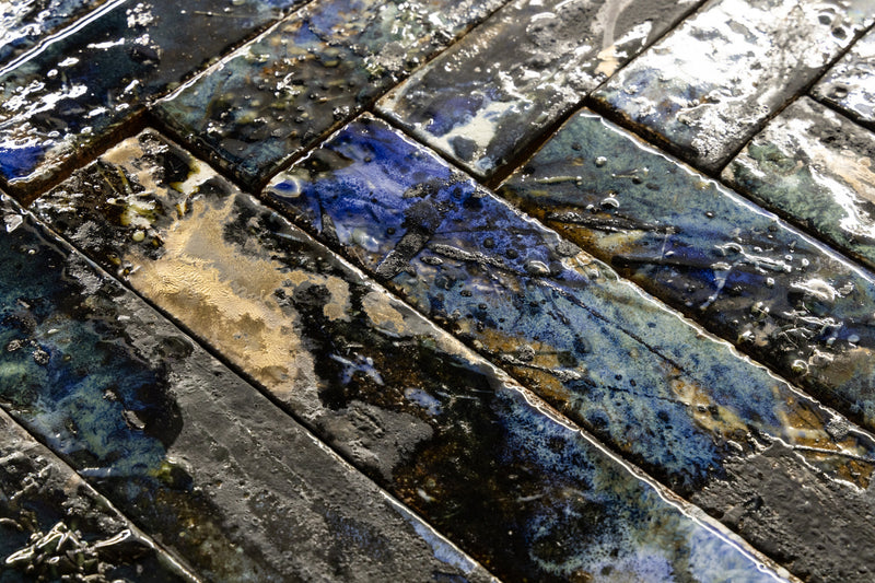 Blue & Bronze Hand-Painted Surface Q2JDSQ
