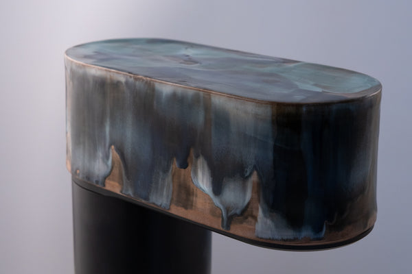 Blue & Brown Hand-Made Ceramic Outdoor Lantern - QBYCFD