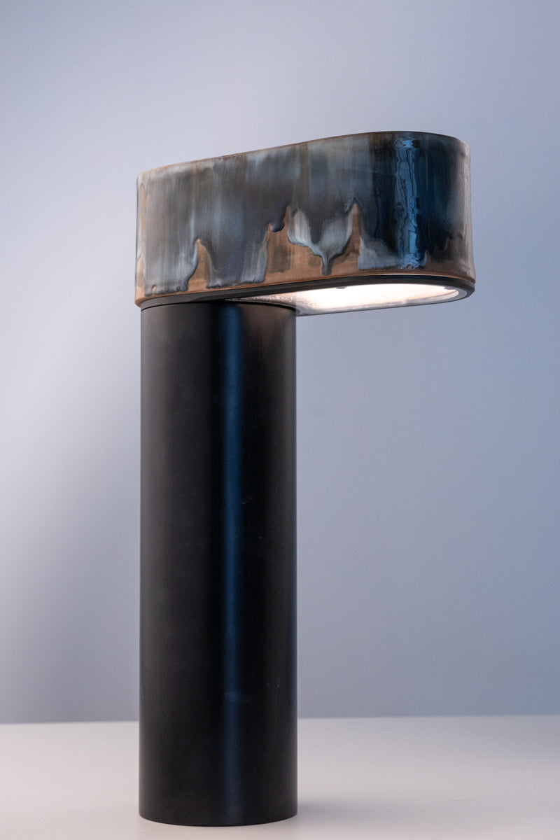 Blue & Brown Hand-Made Ceramic Outdoor Lantern - QBYCFD