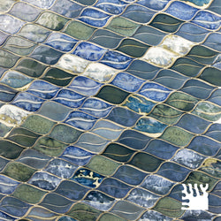 Blue/Green Ocean Colours on Leaf Shaped Tiles QLSGY4