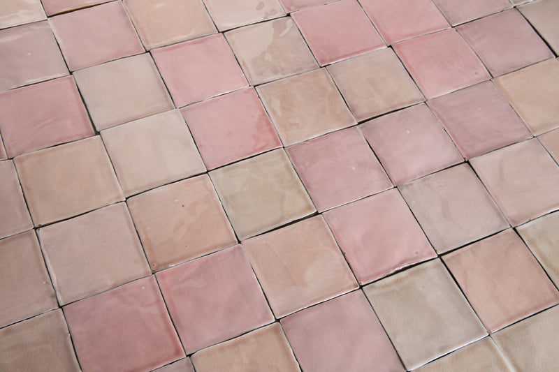 Curated Pink Handmade Square Tiles QPKJFB